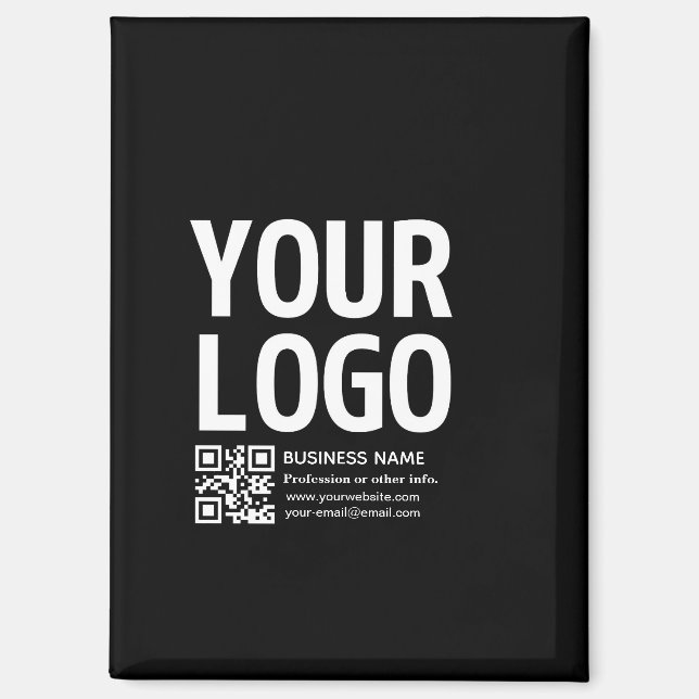 Ihr Logo mit editierbarem QR-Code und Text  Magnet (Vorderseite)