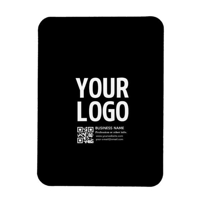 Ihr Logo mit editierbarem QR-Code und Text  Magnet (Vertikal)