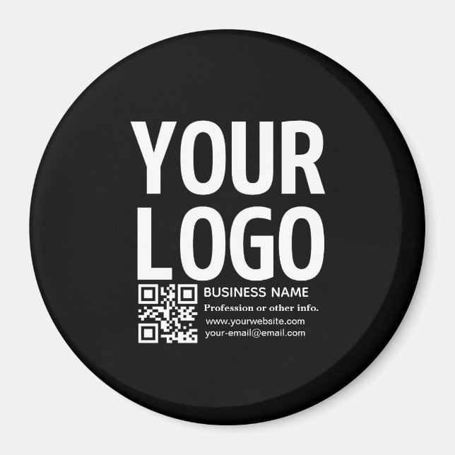 Ihr Logo mit editierbarem QR-Code und Text  Magnet (Vorne)