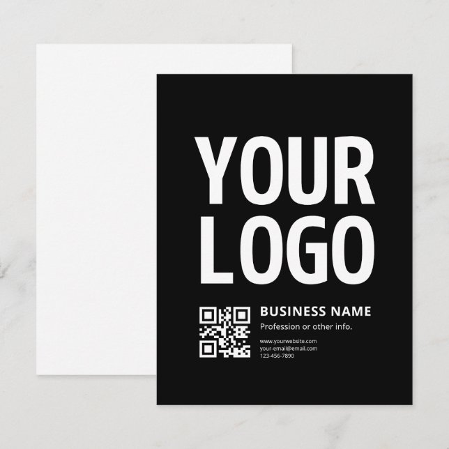 Ihr Logo mit editierbarem QR-Code und Text Mitteilungskarte (Vorne/Hinten)