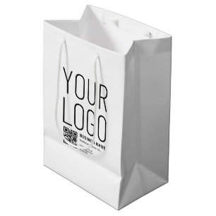 Ihr Logo mit editierbarem QR-Code und Text Mittlere Geschenktüte