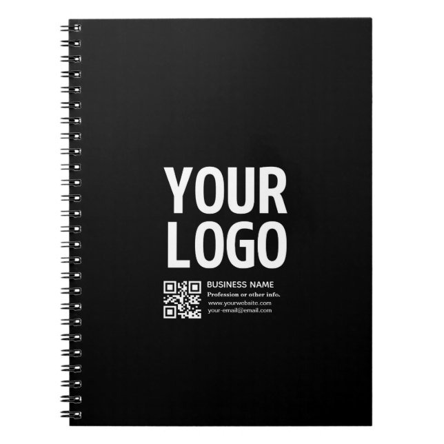 Ihr Logo mit editierbarem QR-Code und Text  Notizblock (Vorderseite)