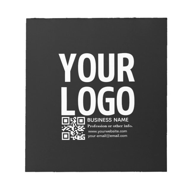 Ihr Logo mit editierbarem QR-Code und Text  Notizblock (Vorderseite)