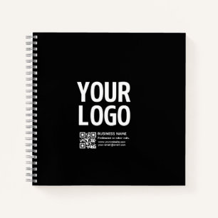 Ihr Logo mit editierbarem QR-Code und Text Notizbuch