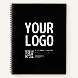 Ihr Logo mit editierbarem QR-Code und Text Notizbuch