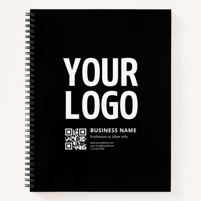 Ihr Logo mit editierbarem QR-Code und Text Notizbuch (Vorderseite)
