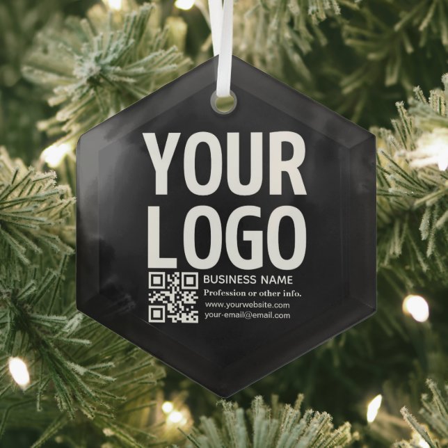 Ihr Logo mit editierbarem QR-Code und Text  Ornament Aus Glas (Insitu)