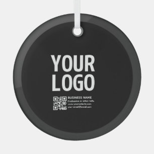 Ihr Logo mit editierbarem QR-Code und Text Ornament Aus Glas