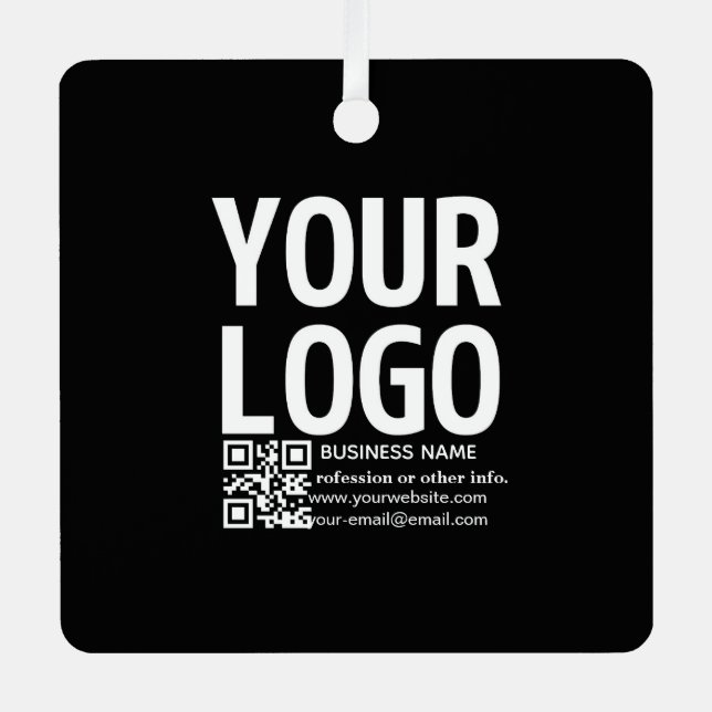 Ihr Logo mit editierbarem QR-Code und Text  Ornament Aus Metall (Vorderseite)