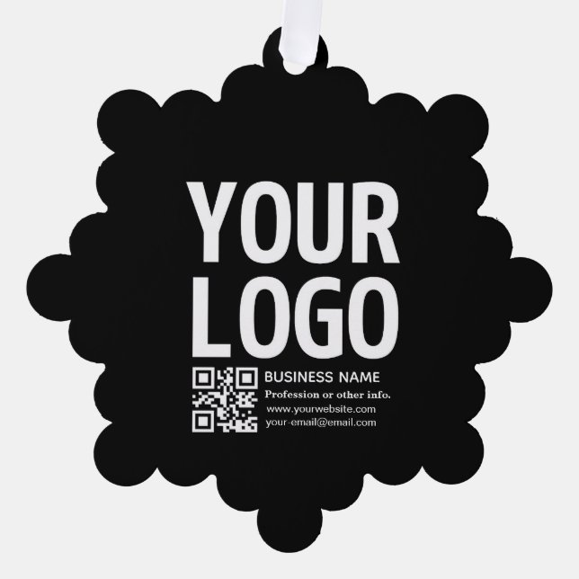 Ihr Logo mit editierbarem QR-Code und Text  Ornament Karte (Vorderseite)