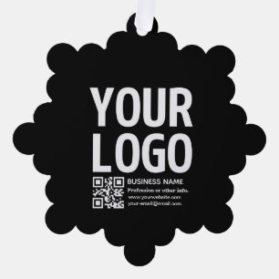 Ihr Logo mit editierbarem QR-Code und Text  Ornament Karte