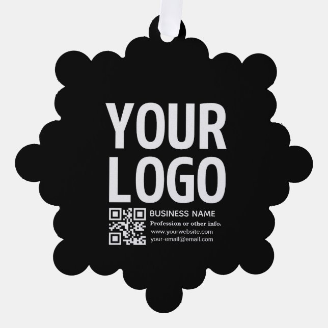 Ihr Logo mit editierbarem QR-Code und Text  Ornament Karte (Vorderseite)