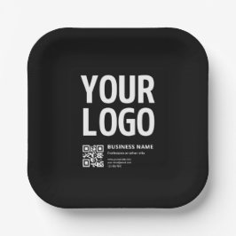 Ihr Logo mit editierbarem QR-Code und Text Pappteller