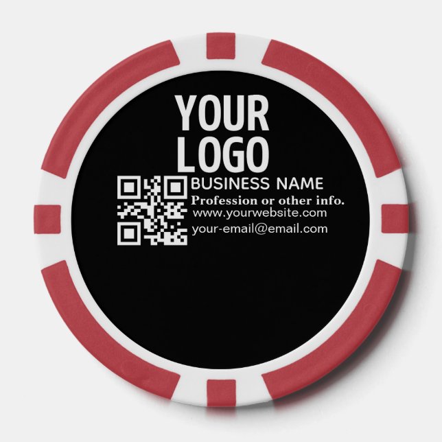 Ihr Logo mit editierbarem QR-Code und Text  Pokerchips (Vorderseite)