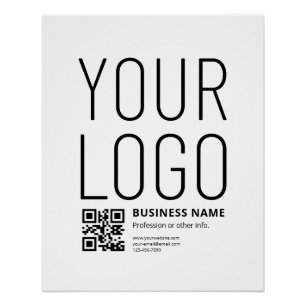 Ihr Logo mit editierbarem QR-Code und Text Poster