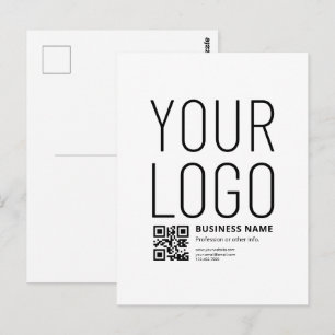 Ihr Logo mit editierbarem QR-Code und Text Postkarte