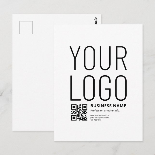 Ihr Logo mit editierbarem QR-Code und Text Postkarte (Vorne/Hinten)