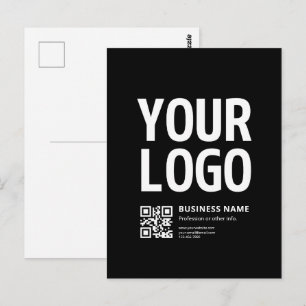 Ihr Logo mit editierbarem QR-Code und Text Postkarte
