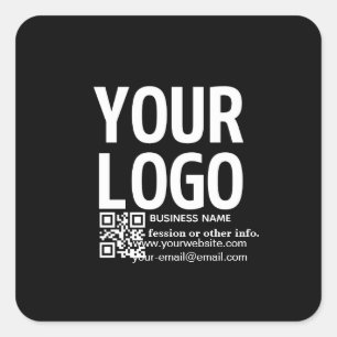 Ihr Logo mit editierbarem QR-Code und Text  Quadratischer Aufkleber