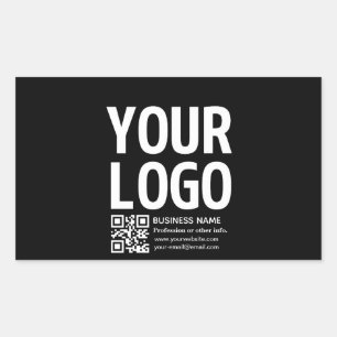 Ihr Logo mit editierbarem QR-Code und Text Rechteckiger Aufkleber