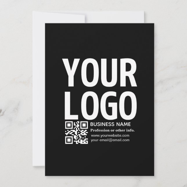 Ihr Logo mit editierbarem QR-Code und Text  Save The Date (Vorderseite)