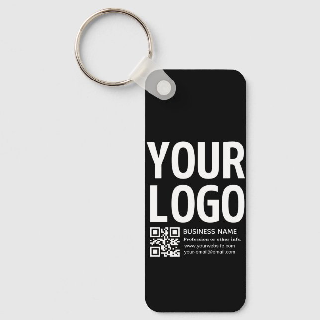 Ihr Logo mit editierbarem QR-Code und Text  Schlüsselanhänger (Vorderseite)