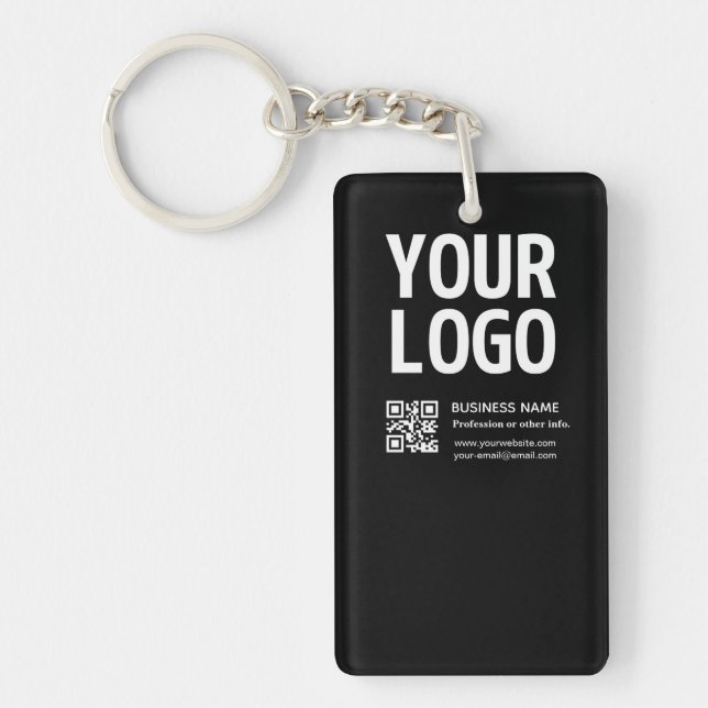 Ihr Logo mit editierbarem QR-Code und Text  Schlüsselanhänger (Vorderseite)