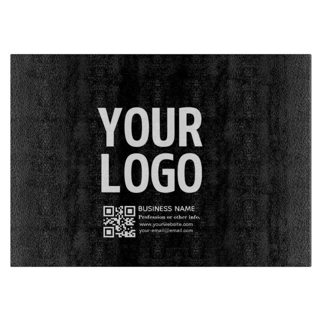Ihr Logo mit editierbarem QR-Code und Text  Schneidebrett (Vorderseite)