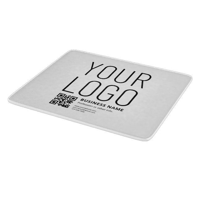 Ihr Logo mit editierbarem QR-Code und Text Schneidebrett (Ecke)