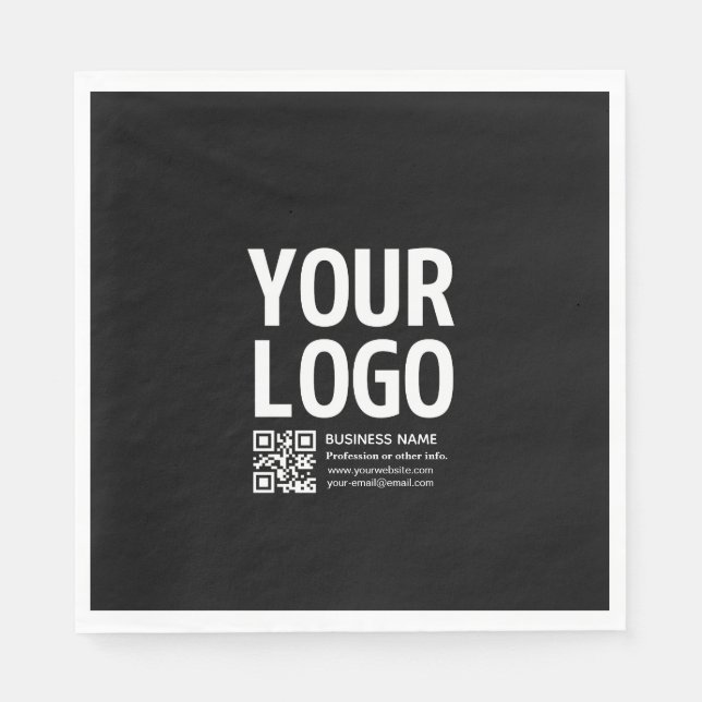 Ihr Logo mit editierbarem QR-Code und Text  Serviette (Vorderseite)