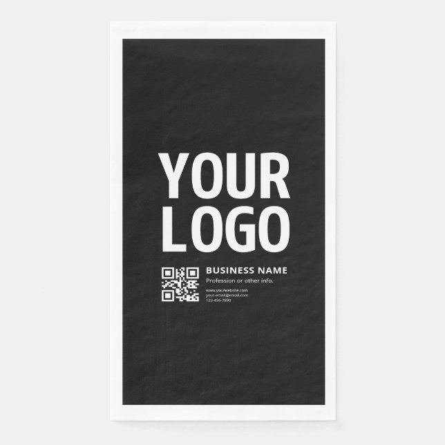 Ihr Logo mit editierbarem QR-Code und Text Serviette (Vorderseite)