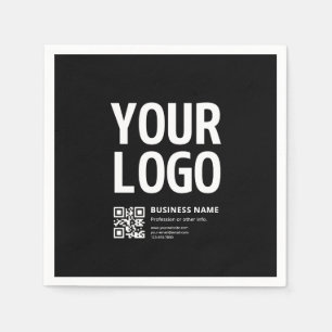 Ihr Logo mit editierbarem QR-Code und Text Serviette