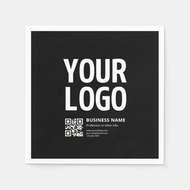 Ihr Logo mit editierbarem QR-Code und Text Serviette (Vorderseite)