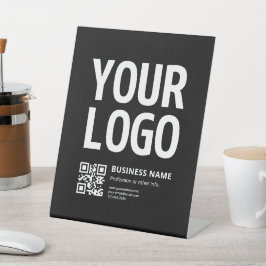 Ihr Logo mit editierbarem QR-Code und Text Sockelschild