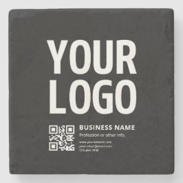 Ihr Logo mit editierbarem QR-Code und Text Steinuntersetzer