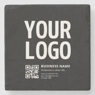 Ihr Logo mit editierbarem QR-Code und Text Steinuntersetzer