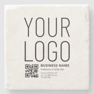 Ihr Logo mit editierbarem QR-Code und Text Steinuntersetzer