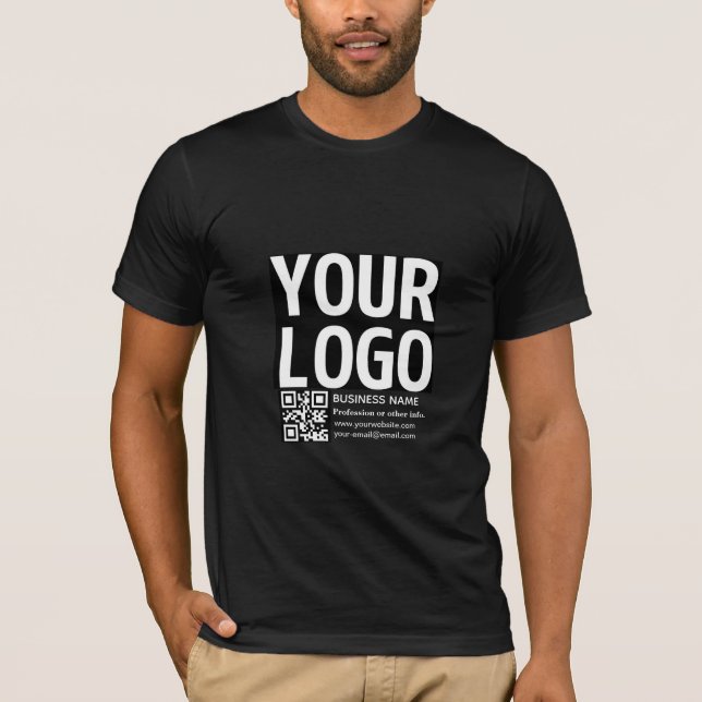 Ihr Logo mit editierbarem QR-Code und Text  T-Shirt (Vorderseite)