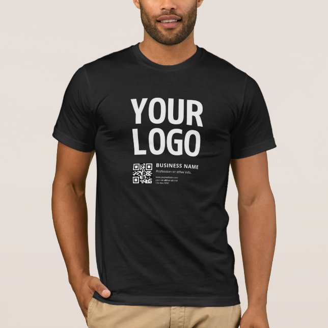 Ihr Logo mit editierbarem QR-Code und Text T-Shirt (Vorderseite)