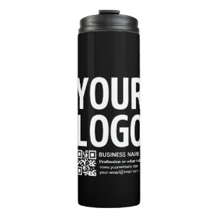 Ihr Logo mit editierbarem QR-Code und Text Thermosbecher