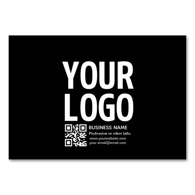 Ihr Logo mit editierbarem QR-Code und Text  Tischnummer (Vorderseite)