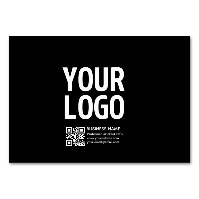 Ihr Logo mit editierbarem QR-Code und Text  Tischnummer (Vorderseite)
