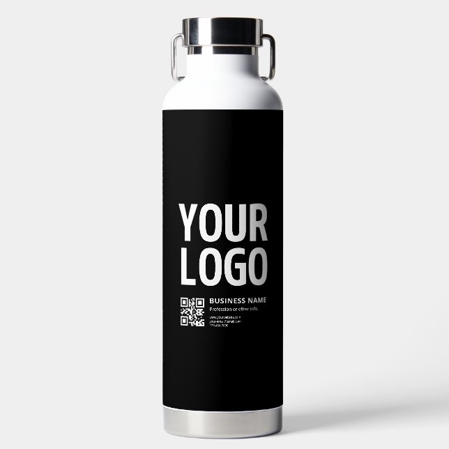 Ihr Logo mit editierbarem QR-Code und Text Trinkflasche (Vorderseite)