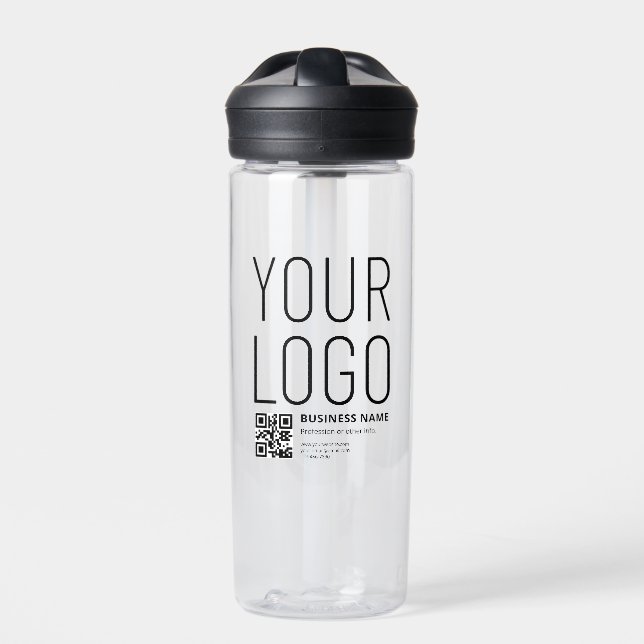 Ihr Logo mit editierbarem QR-Code und Text Trinkflasche (Vorderseite)