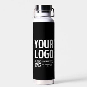 Ihr Logo mit editierbarem QR-Code und Text Trinkflasche