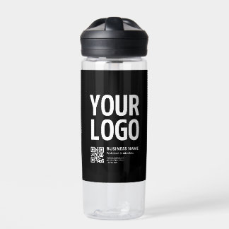 Ihr Logo mit editierbarem QR-Code und Text Trinkflasche