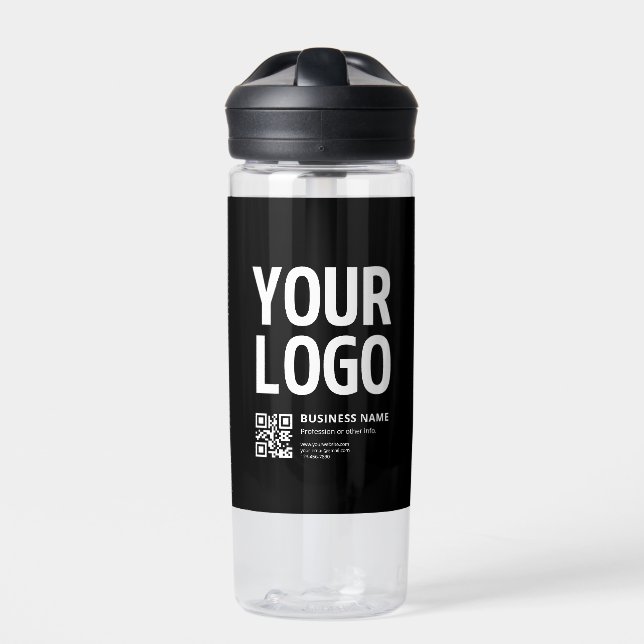 Ihr Logo mit editierbarem QR-Code und Text Trinkflasche (Vorderseite)