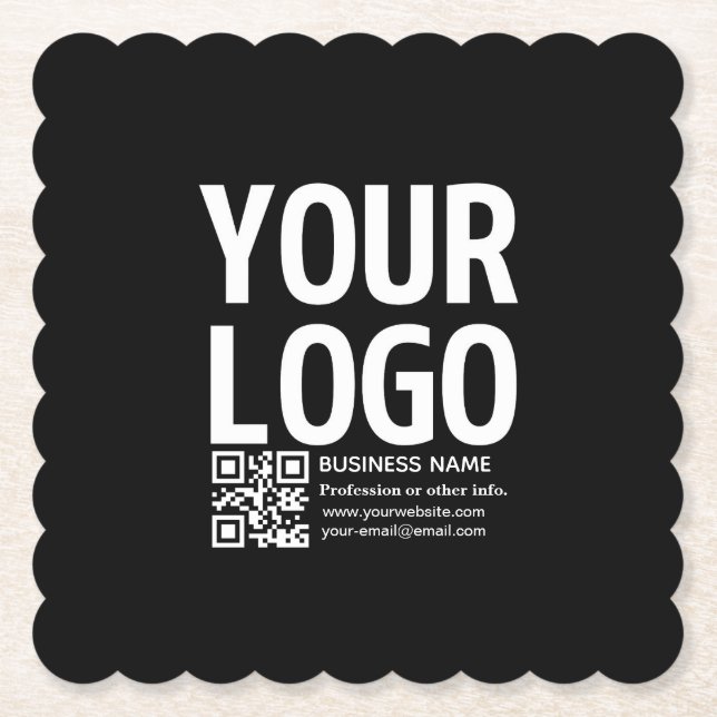 Ihr Logo mit editierbarem QR-Code und Text  Untersetzer (Vorderseite)