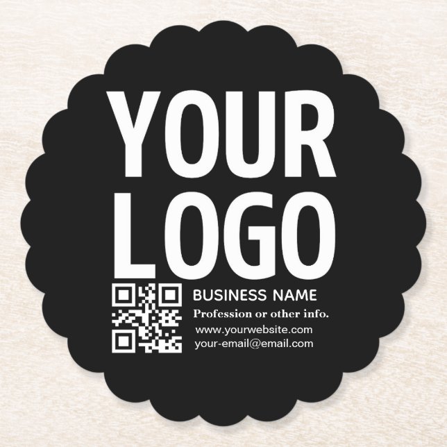 Ihr Logo mit editierbarem QR-Code und Text  Untersetzer (Vorderseite)
