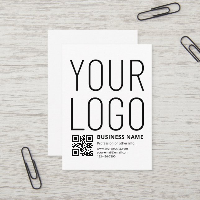 Ihr Logo mit editierbarem QR-Code und Text Visitenkarte (Vorderseite/Rückseite Beispiel)